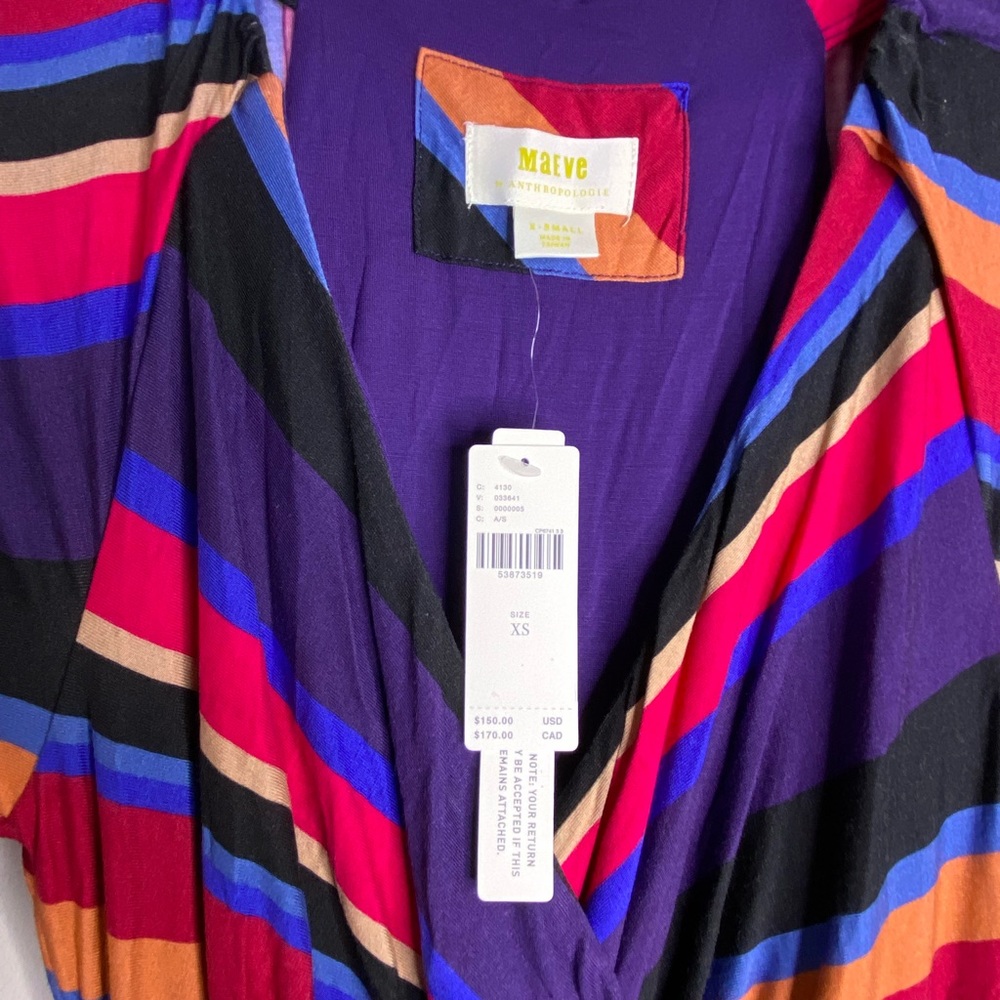 Anthropologie Angelique Wrap Striped Mini Dress - Picture 7 of 7